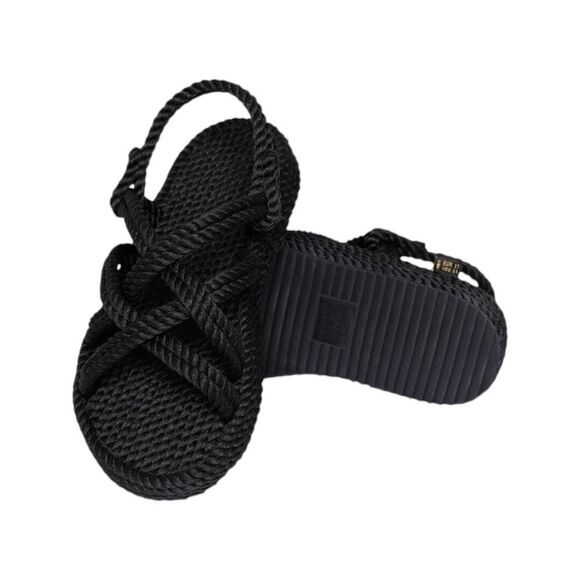 BOHONOMAD NIB Bodrum Platform Rope Sandal in Black Size 40 - Picture 1 of 8